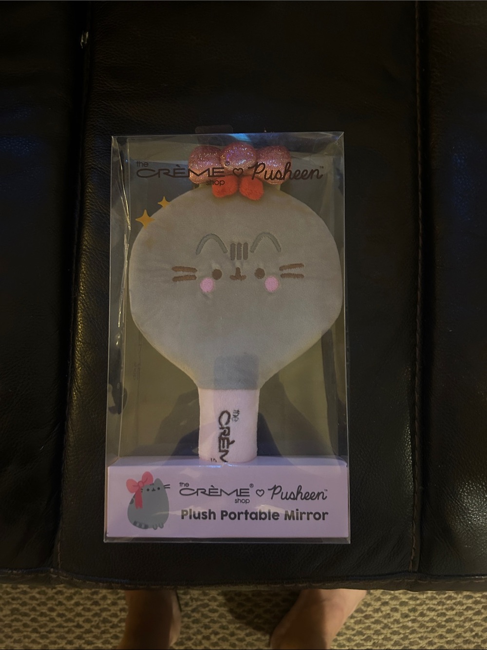 Pusheen Handheld Plush Mirror - Light Gray and Pink